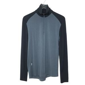 Icebreaker Merino Wool Half Zip Thermal Top Pullover Sweater S Black Gray